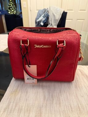 NWT Juicy Couture Red Embossed Satchel with Gold Hardware